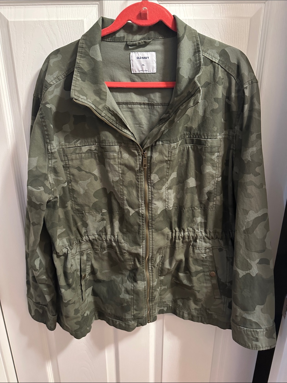 Old Navy Women's Olive Camo Utility Jacket- Size XXL